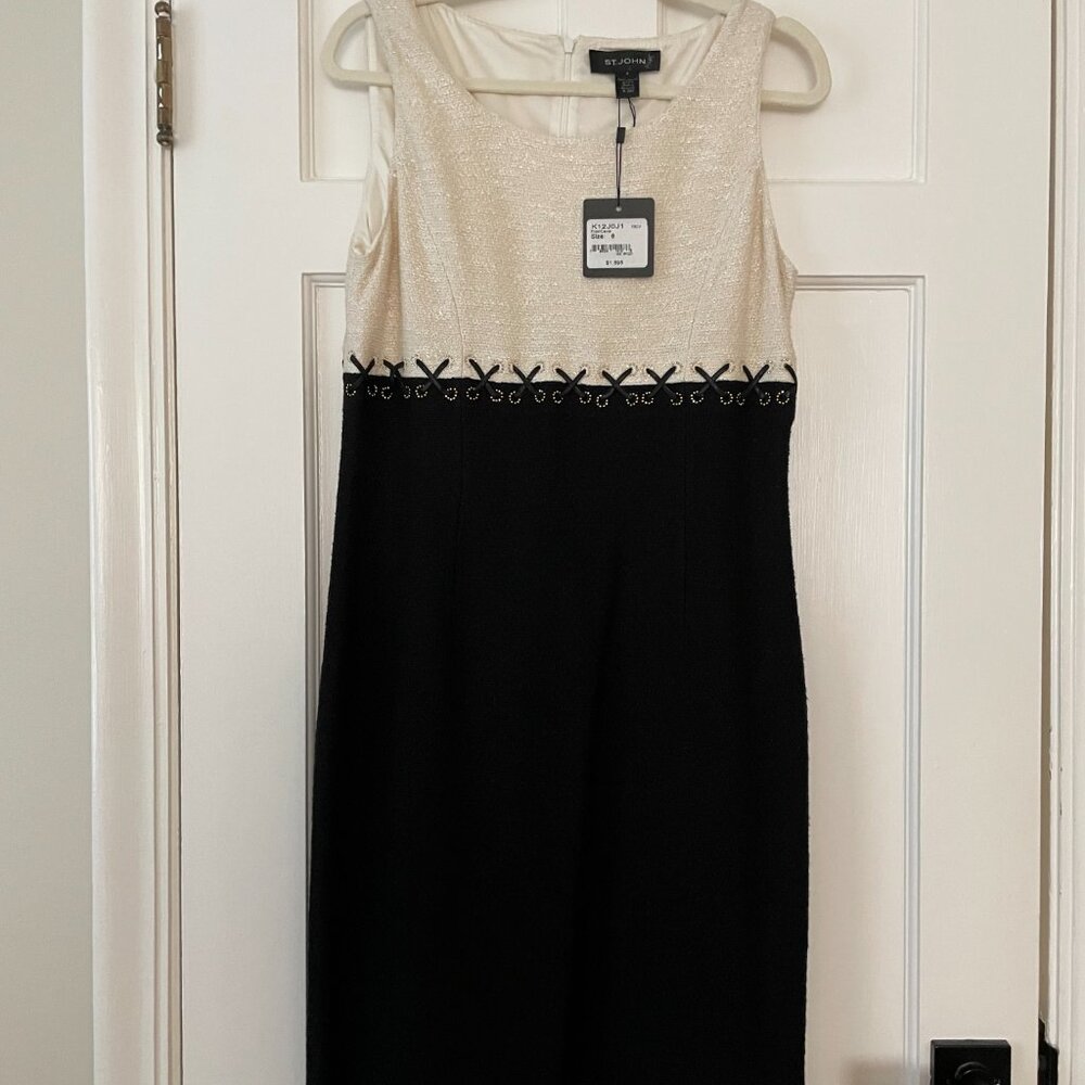 St John Frost/Caviar Dress Size 8 NWT